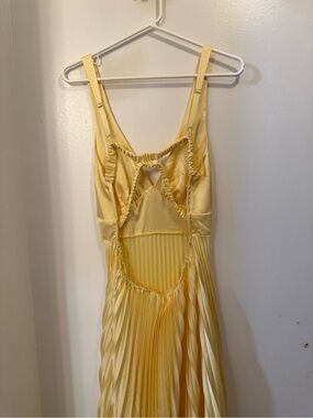 Yellow Pleated Cutout Maxi Dress